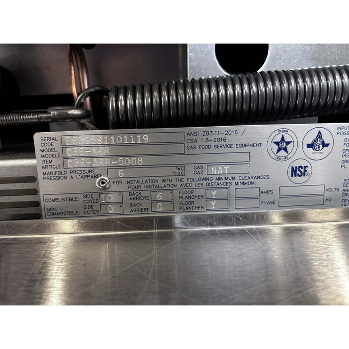 (SHOWROOM MODEL) Garland C36-ARR 36" Cuisine Series Cast-Iron Natural Gas Radiant Charbroiler Range with Standard Oven - 148,000 BTU