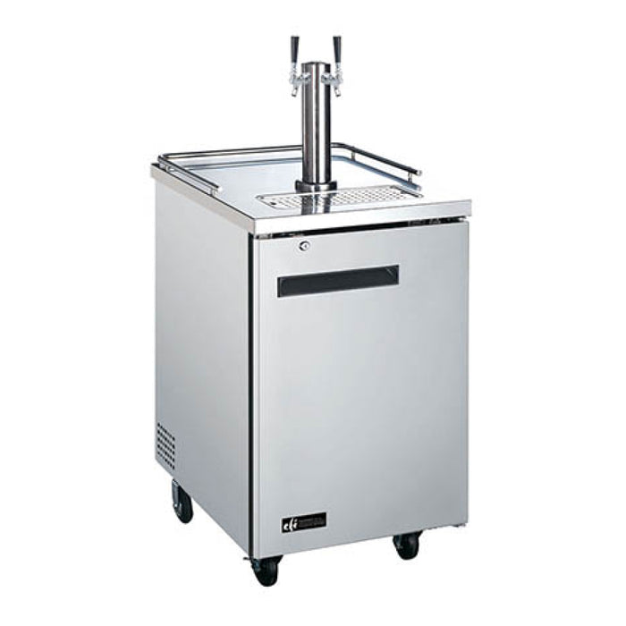 EFI CBBSDD1-24CC 23.5" 1-Keg Solid Door Stainless Steel Direct Draw Beer Dispenser with 2 Taps