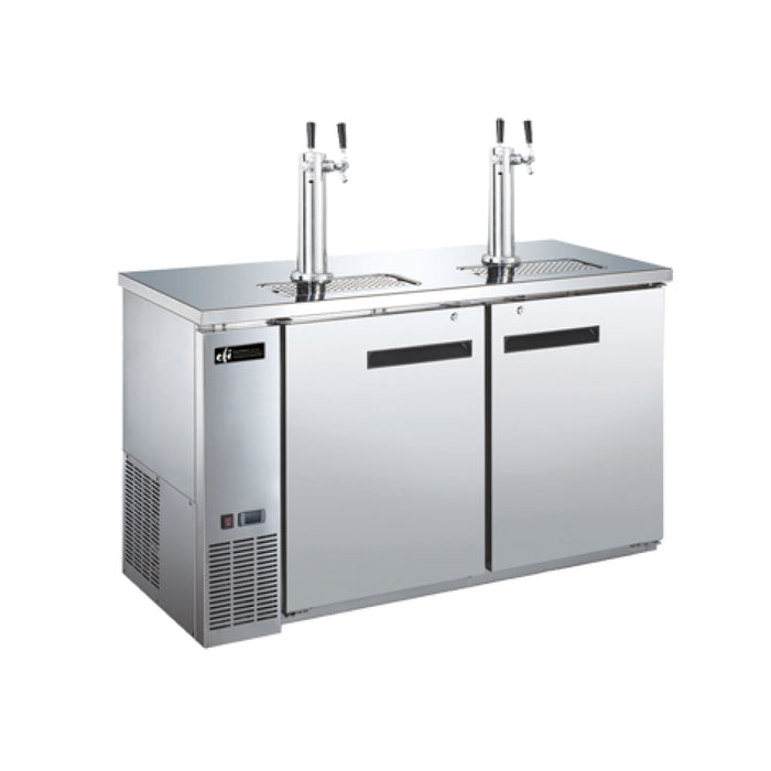 EFI CBBSDD2-60CC 61" 3-Keg Solid Door Stainless Steel Direct Draw Beer Dispenser with 4 Taps