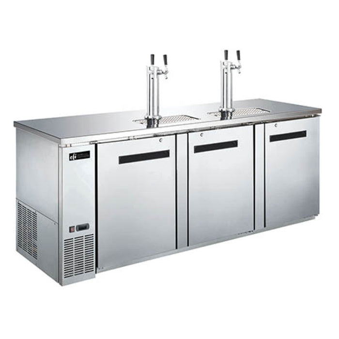 EFI CBBSDD3-90CC 90" 4-Keg Solid Door Stainless Steel Direct Draw Beer Dispenser with 4 Taps