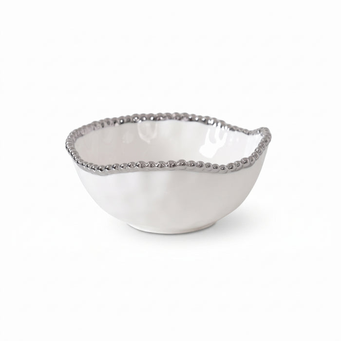 Pampa Bay 6.5" Salerno White-Silver Round Porcelain Medium Bowl - CER1726W