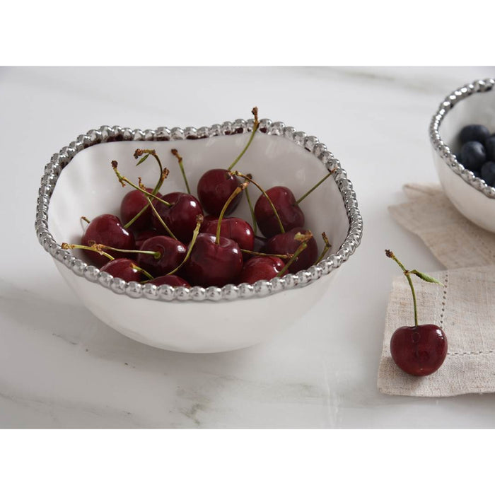 Pampa Bay 6.5" Salerno White-Silver Round Porcelain Medium Bowl - CER1726W