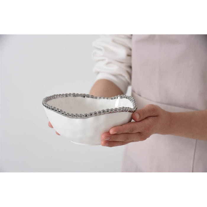 Pampa Bay 6.5" Salerno White-Silver Round Porcelain Medium Bowl - CER1726W