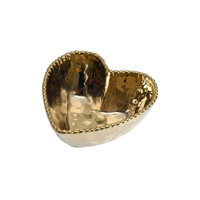 Pampa Bay 5.5" x 5.75" Love is in the Air Gold Heart-Shaped Porcelain Serving Bowl - 3/Case - CER2639G