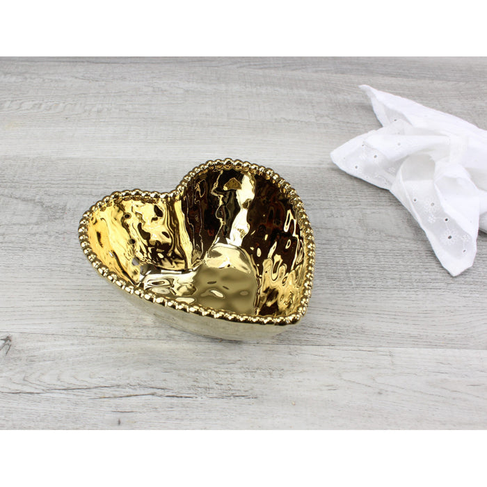 Pampa Bay 5.5" x 5.75" Love is in the Air Gold Heart-Shaped Porcelain Serving Bowl - 3/Case - CER2639G