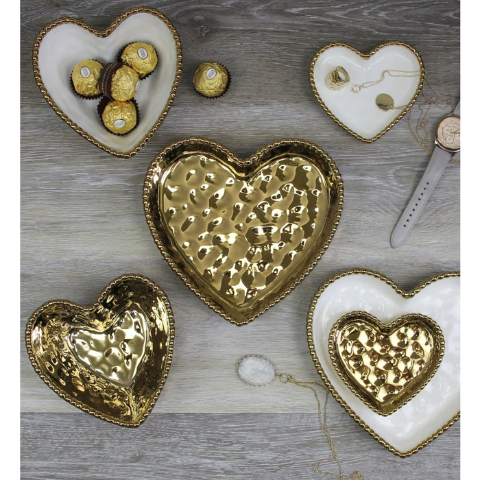 Pampa Bay 7" x 7" Love is in the Air Gold Heart-Shaped Porcelain Medium Serving Plate - 4/Case - CER2642G