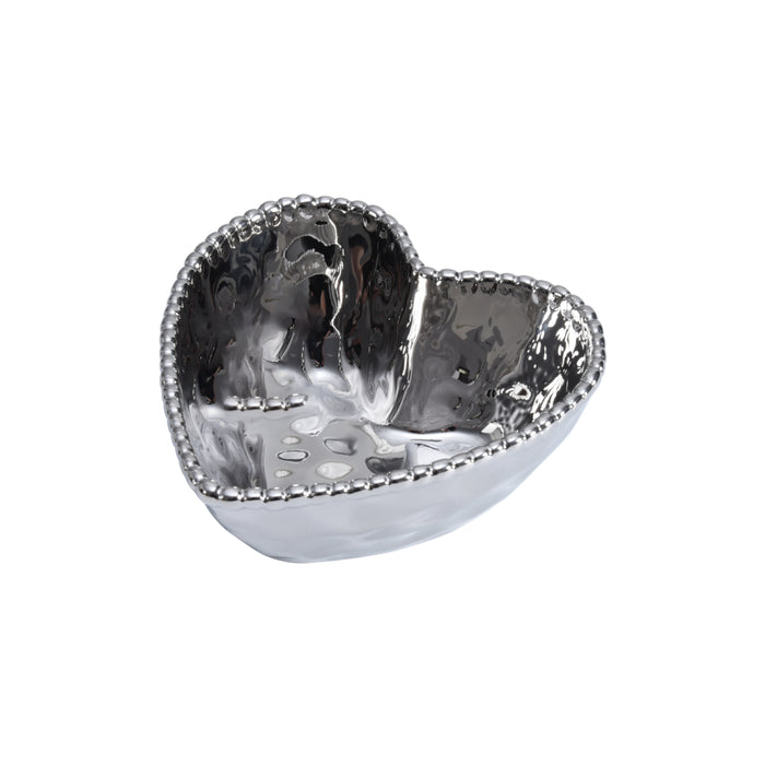 Pampa Bay 5.5" x 5.75" Love is in the Air Silver Heart-Shaped Porcelain Serving Bowl - 3/Case - CER2639