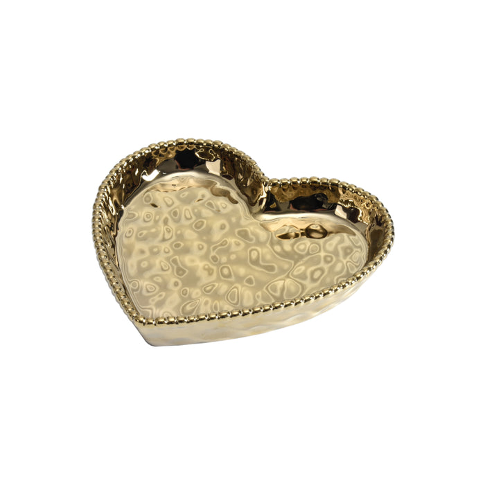 Pampa Bay 7" x 7" Love is in the Air Gold Heart-Shaped Porcelain Medium Serving Plate - 4/Case - CER2642G