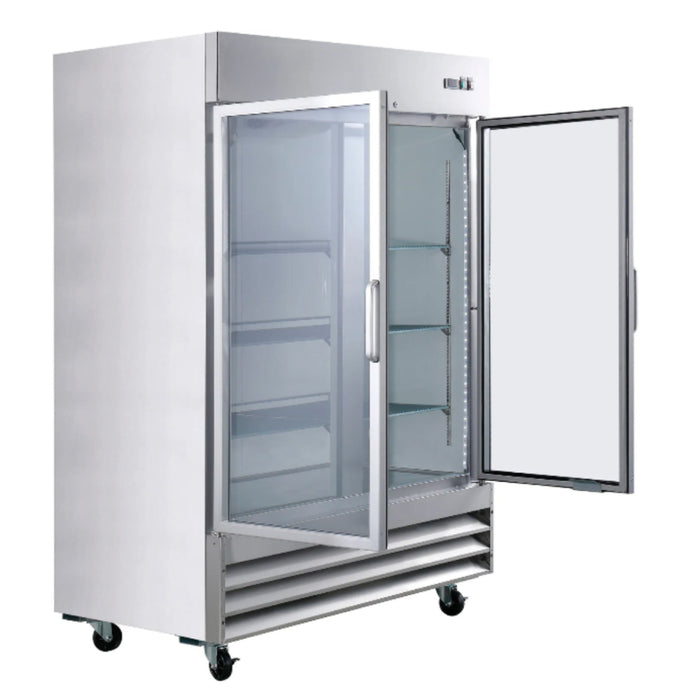 EconoCold 54" 2-Glass Door Stainless Steel Reach-In Refrigerator - CFD-2RR-G-HC