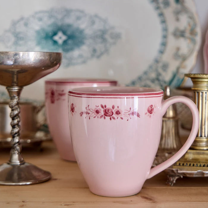Costa Nova 14 Oz. Vila Pink-Red Floral Stoneware Mug