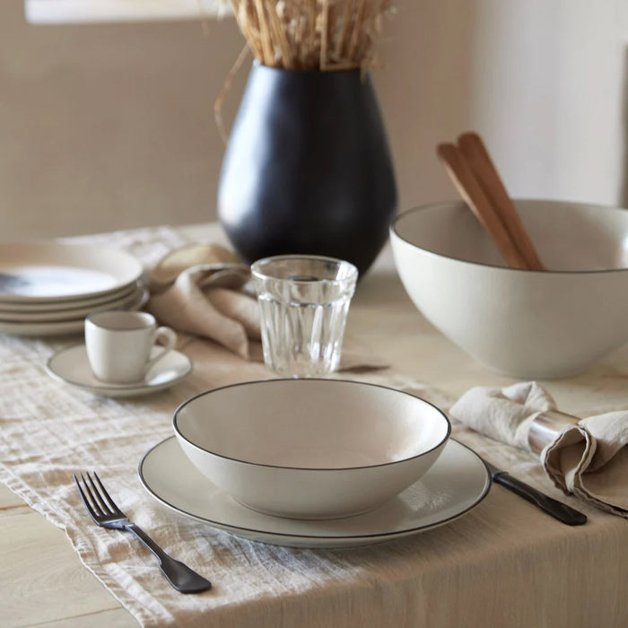 Costa Nova 11.25" Augusta Natural-Black Round Stoneware Serving Bowl - SLS281-NAB
