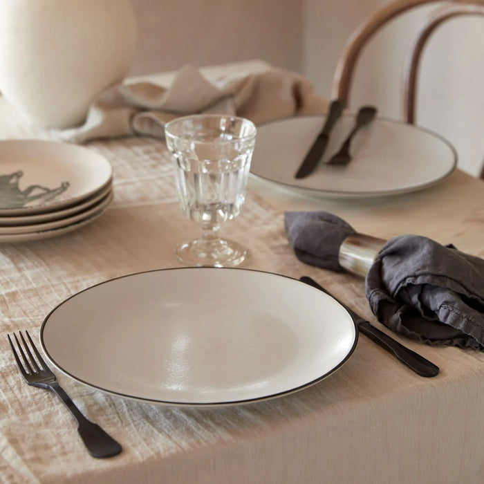 Costa Nova 10.75" Augusta Natural-Black Round Stoneware Dinner Plate - 6/Case - COP271-NAB