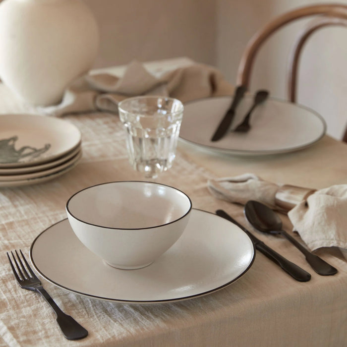 Costa Nova 10.75" Augusta Natural-Black Round Stoneware Dinner Plate - 6/Case - COP271-NAB