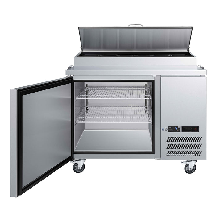 EFI Premier CPDR1-44VCP-L 44" Left-Hand 1-Door Stainless Steel Refrigerated Pizza Prep Table - 9.7 Cu. Ft.