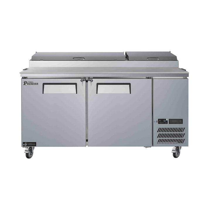 EFI Premier CPDR2-67VCP 67" 2-Door Stainless Steel Refrigerated Pizza Prep Table -18.5 Cu. Ft.