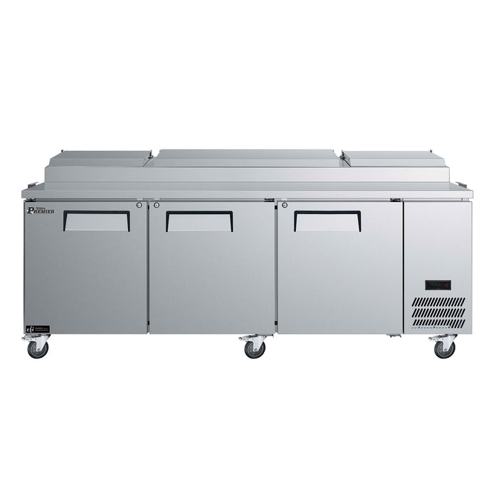 EFI Premier CPDR3-93VCP 93" 3-Door Stainless Steel Refrigerated Pizza Prep Table - 28.4 Cu. Ft.