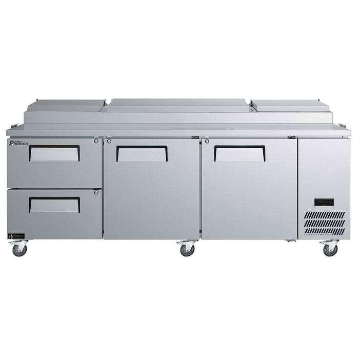 EFI Premier CPDW2-93VCP 93" 2-Door & 2-Drawer stainless Steel Refrigerated Pizza Prep Table - 28.4 Cu. Ft.