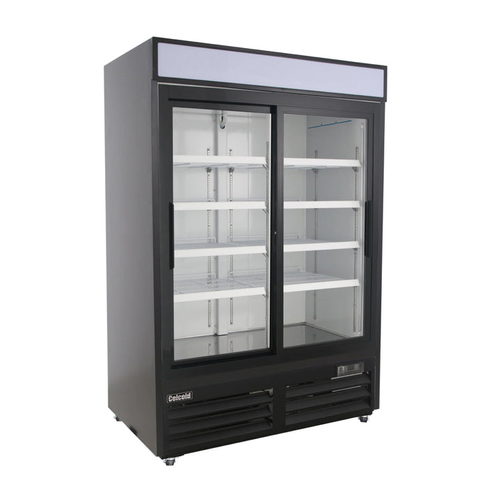 Celcold CR48SGDM 54" Sliding Glass 2-Door Merchandising Refrigerator - 48 Cu. Ft.