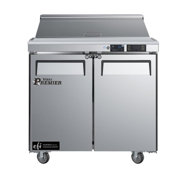 EFI Premier CSDR2-36VCP 36" 2-Door Stainless Steel Refrigerated Salad/Sandwich Prep Table - 9.7 Cu. Ft.