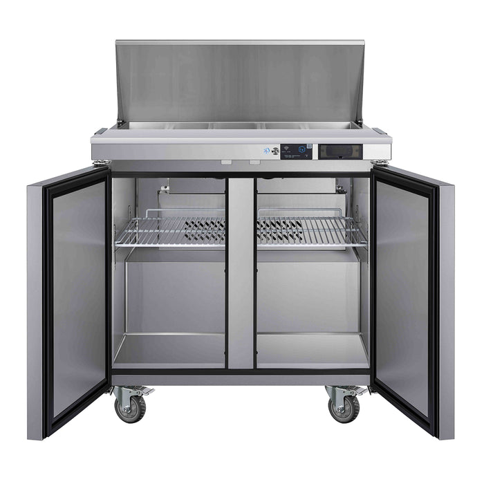EFI Premier CSDR2-36VCP 36" 2-Door Stainless Steel Refrigerated Salad/Sandwich Prep Table - 9.7 Cu. Ft.