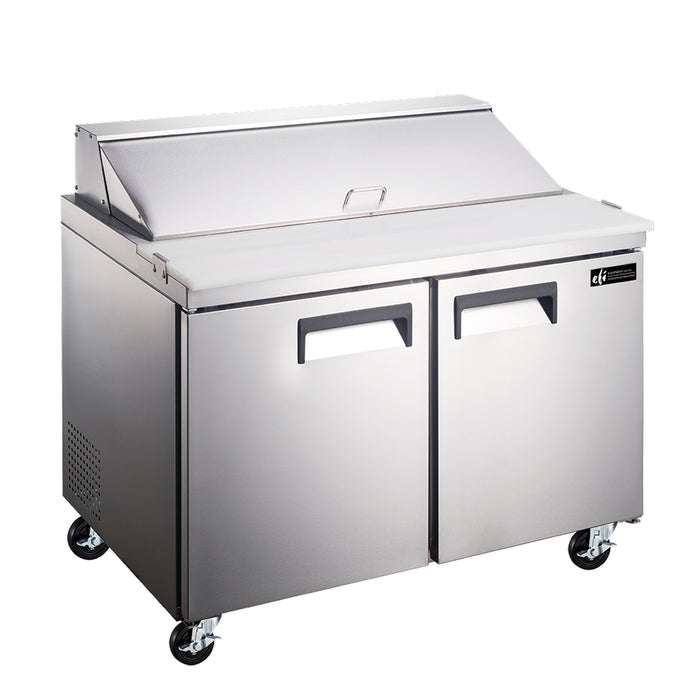 EFI CSDR2-36VCX 36" X-Line 2-Door Stainless Steel Salad / Sandwich Refrigerated Prep Table - 9.5 Cu. Ft.