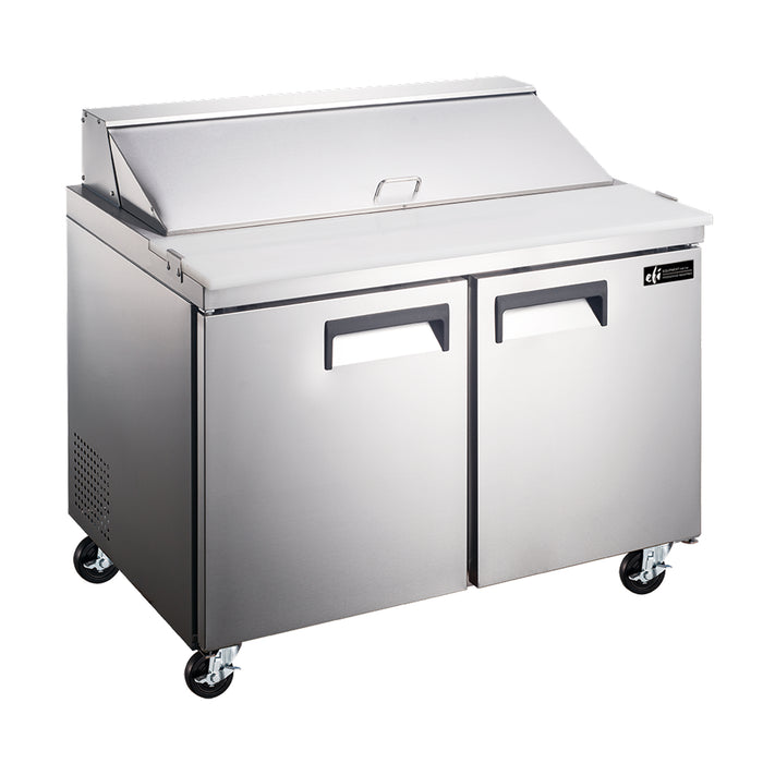 EFI CSDR2-48VCX 48" X-Line 2-Door Stainless Steel Salad / Sandwich Refrigerated Prep Table - 9.5 Cu. Ft.