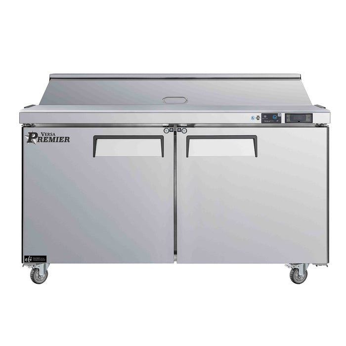 EFI Premier CSDR2-60VCP 60" 2-Door Stainless Steel Refrigerated Salad/Sandwich Prep Table - 16.8 Cu. Ft.
