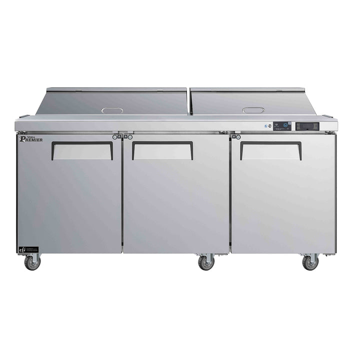 EFI Premier CSDR3-72VCP 72" 3-Door Stainless Steel Refrigerated Salad/Sandwich Prep Table - 20.3 Cu. Ft.