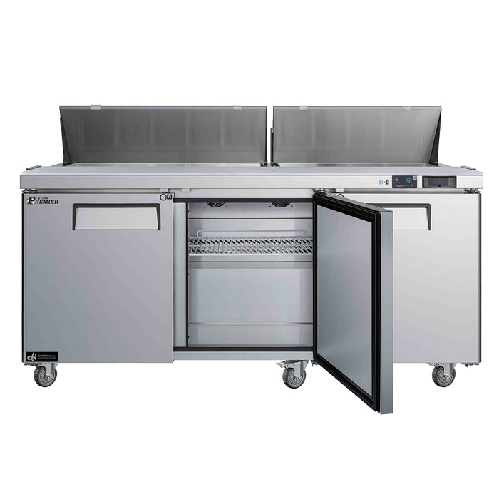EFI Premier CSDR3-72VCP 72" 3-Door Stainless Steel Refrigerated Salad/Sandwich Prep Table - 20.3 Cu. Ft.