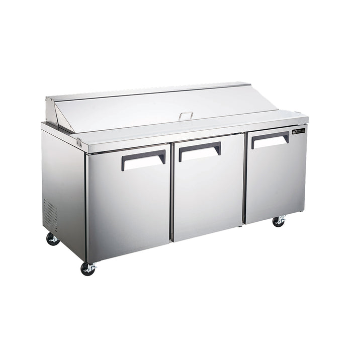 EFI CSDR3-72VCX 72" X-Line 3-Door Stainless Steel Salad / Sandwich Refrigerated Prep Table - 15.5 Cu. Ft.