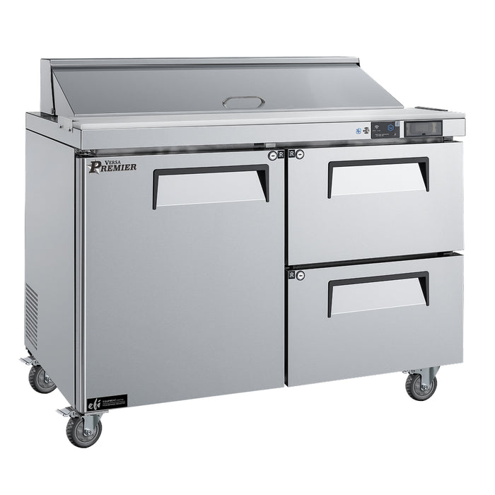 EFI CSDW2-48VCP 48" 1-Door Stainless Steel Salad/Sandwich Refrigerated Prep Table with 2 Drawers - 11.1 Cu. Ft.