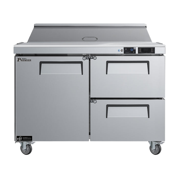 EFI CSDW2-48VCP 48" 1-Door Stainless Steel Salad/Sandwich Refrigerated Prep Table with 2 Drawers - 11.1 Cu. Ft.
