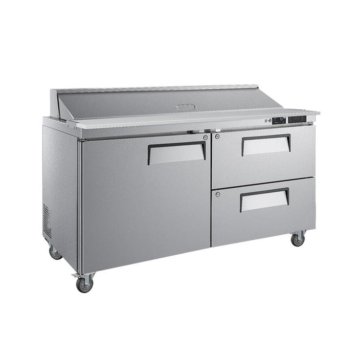 EFI CSDW2-60VCP 60" Single Door Stainless Steel Salad / Sandwich Refrigerated Prep Table with 2 Drawers - 14.10 Cu. Ft.