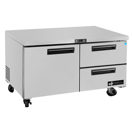 EFI CUDW2-60VC 60" Solid 1-Door and 2-Drawer Stainless Steel Undercounter Refrigerator - 17.9 Cu. Ft.