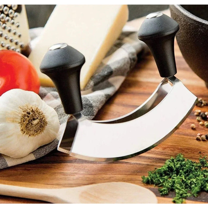 Cuisinox CHO-14 Stainless Steel Double Blade Mezzaluna Knife