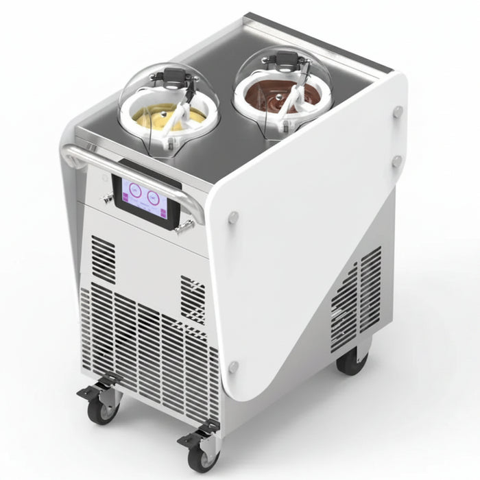 Top Churn 2-Pot Battery-Powered Commercial Ice Cream Machine Cart - DC