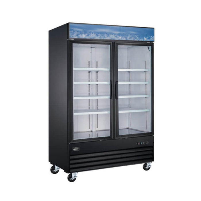 Econocold 49" 2-Glass Door Reach-In Black Freezer - 45 Cu. Ft. - D768BM2F-HC