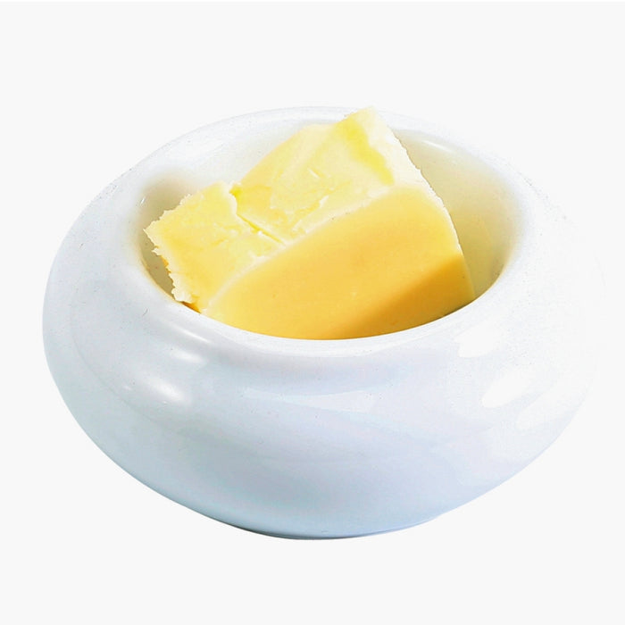Danesco 1354 WH 1 Oz. White Round Porcelain Butter Server
