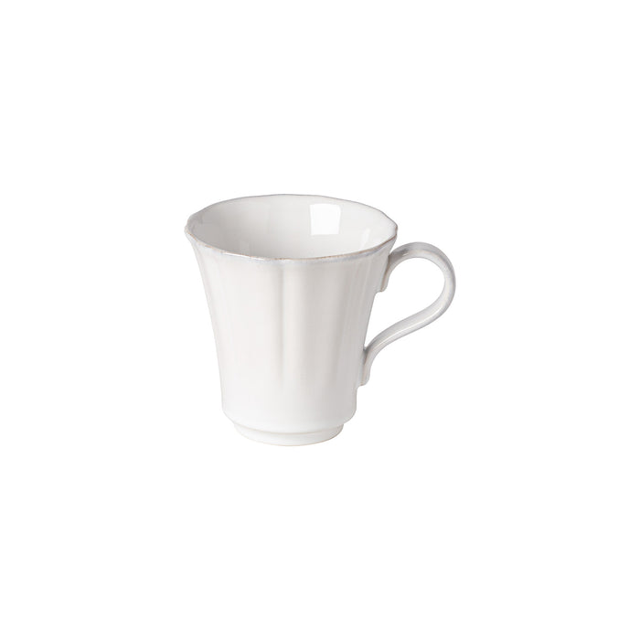 Costa Nova 13.50 Oz. Rosa White Round Stoneware Coffee Mug - 6/Case - DAC141-WHI