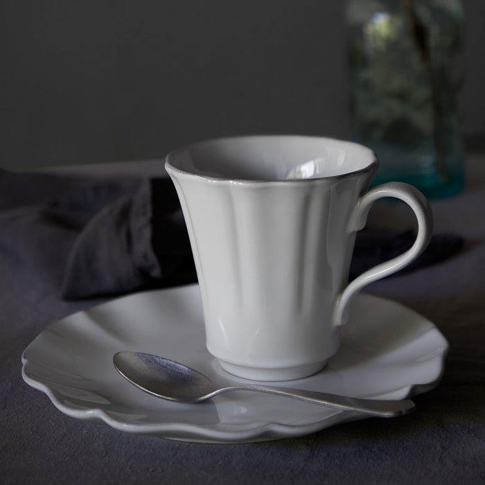 Costa Nova 13.50 Oz. Rosa White Round Stoneware Coffee Mug - 6/Case - DAC141-WHI