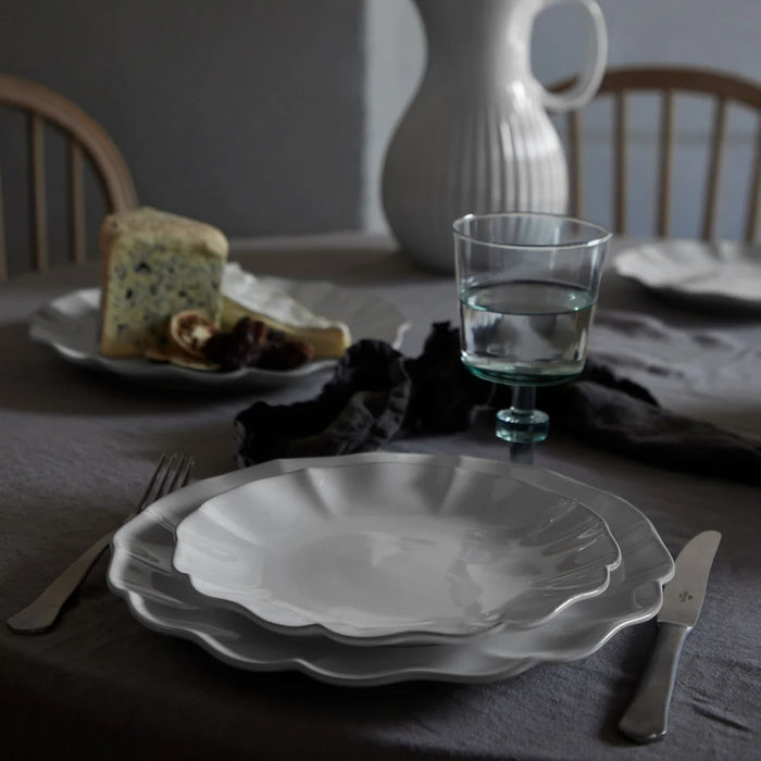 Costa Nova 9" Rosa White Round Stoneware Salad/Dessert Plate - 6/Case - DAP221-WHI