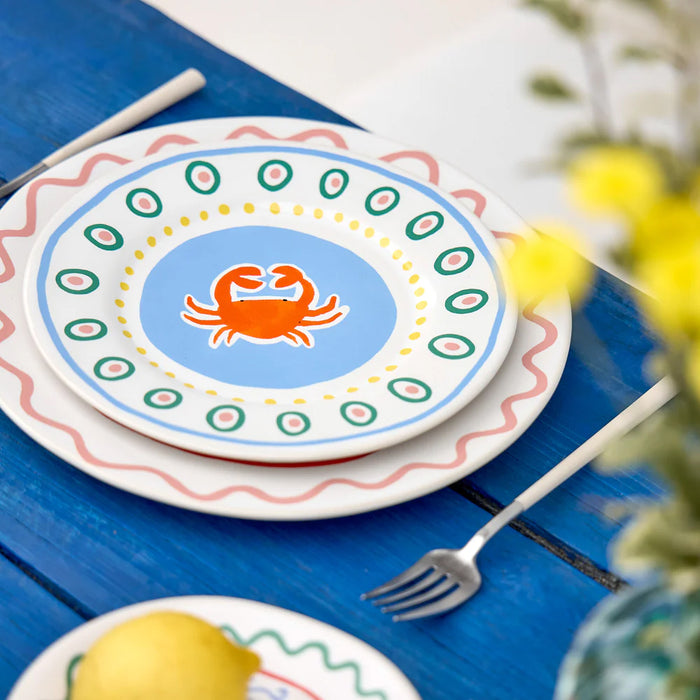 Costa Nova 8.75" Summer Bliss Crab Round Stoneware Salad/Dessert Plate - DEP221-CRB