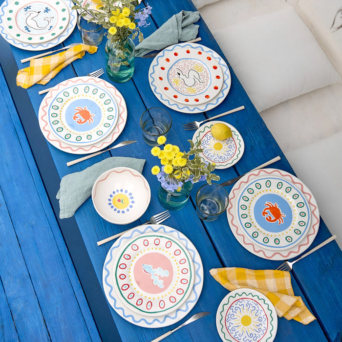Costa Nova 8.75" Summer Bliss Crab Round Stoneware Salad/Dessert Plate - DEP221-CRB