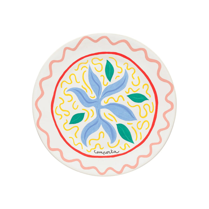 Costa Nova 10.75" Summer Bliss Seaweed White Round Stoneware Dinner Plate - DEP271-SWD