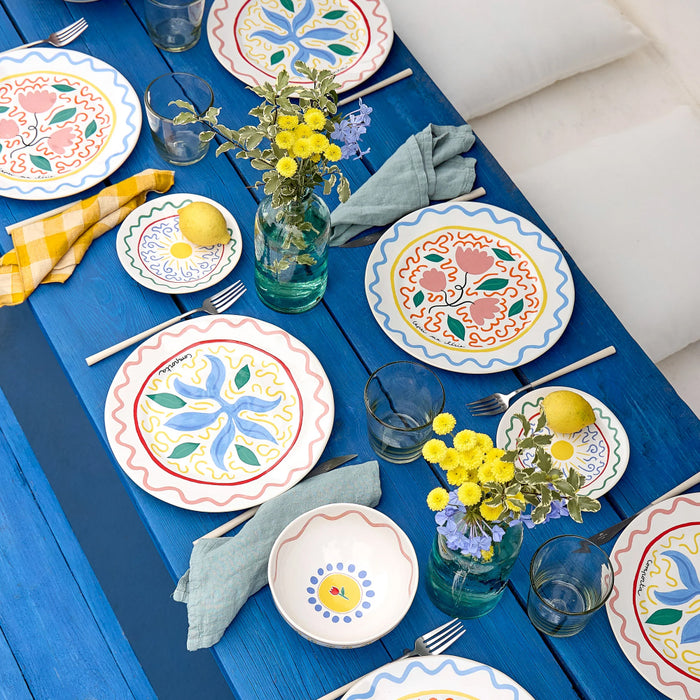 Costa Nova 10.75" Summer Bliss Tulip White Round Stoneware Dinner Plate - DEP271-TUL
