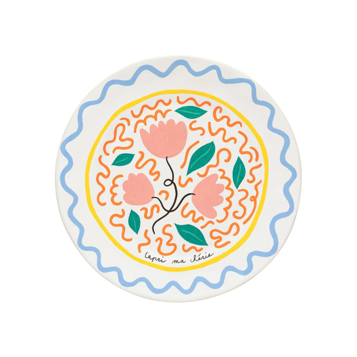 Costa Nova 10.75" Summer Bliss Tulip White Round Stoneware Dinner Plate - DEP271-TUL