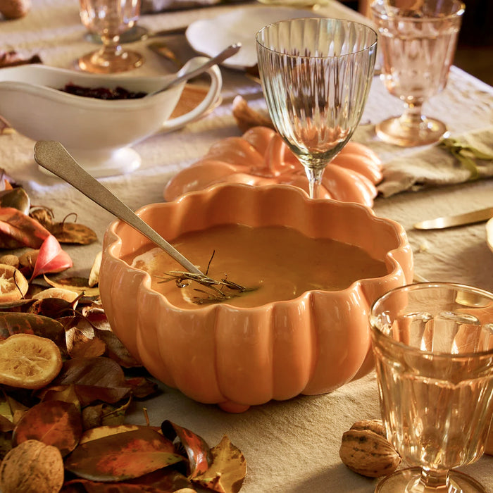 Costa Nova 62.25 Oz. Silvina Terracotta Orange Stoneware Large Pumpkin Casserole Dish - DH221-TRC