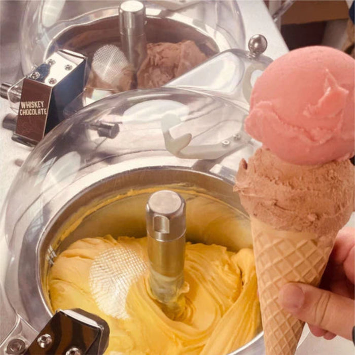 Top Churn 2-Pot Floor Commercial Ice Cream Machine and Display - EC2 H