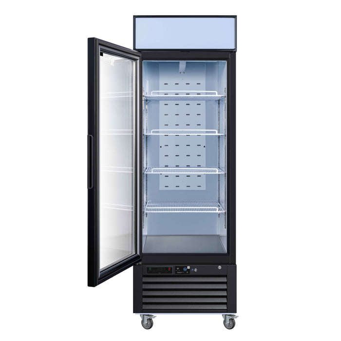 EFI Premier C1-27GDVCP-L 27" Black Glass 1-Door Refrigerated Merchandiser, Left Hinge - 19.3 Cu. Ft.
