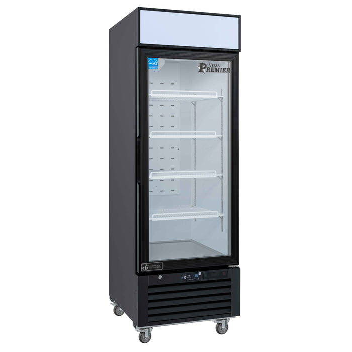 EFI Premier C1-27GDVCP-L 27" Black Glass 1-Door Refrigerated Merchandiser, Left Hinge - 19.3 Cu. Ft.